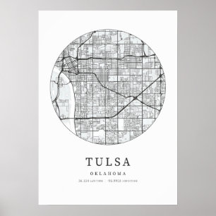 Póster Mapa de Tulsa Oklahoma