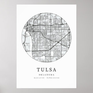 Póster Mapa de Tulsa Oklahoma