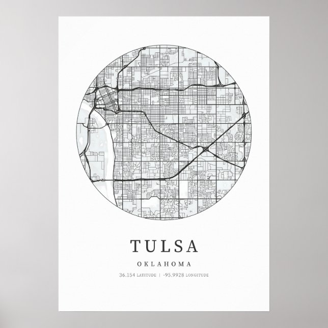 Póster Mapa de Tulsa Oklahoma (Frente)