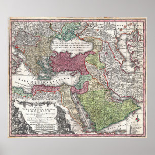 Póster Mapa de Turquía de 1730 (Imperio Otomano)