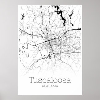 Póster Mapa de Tuscaloosa - Alabama - Poster de Mapa de l