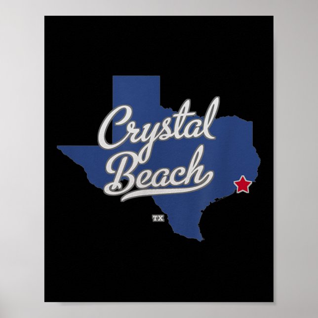 Póster Mapa de Tx de Crystal Beach Texas (Frente)