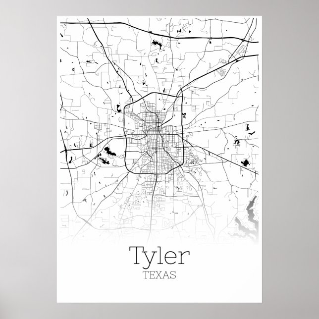 Póster Mapa de Tyler - Texas - Poster de Mapa de Ciudad (Frente)