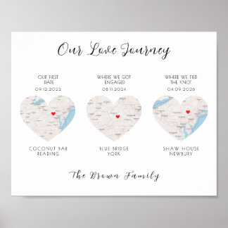 Póster Mapa de ubicación del viaje de nuestro amor Pareja