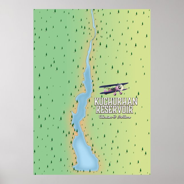 Póster Mapa de Ucrania y Moldavia del reservorio Kuchurha (Frente)
