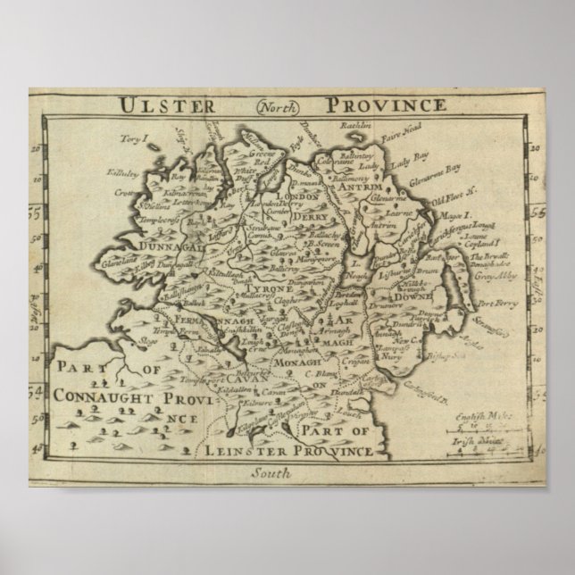 Póster Mapa de Ulster (Frente)