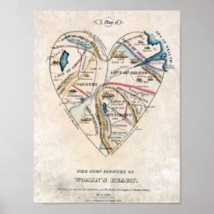 Póster Mapa de un corazón de mujeres