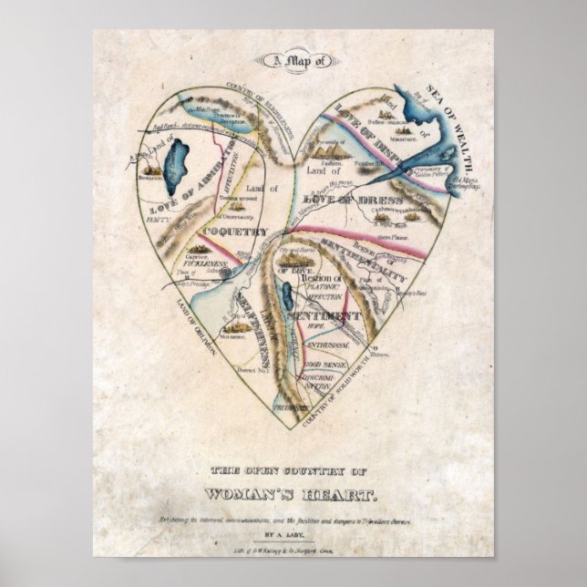 Póster Mapa de un corazón de mujeres (Frente)