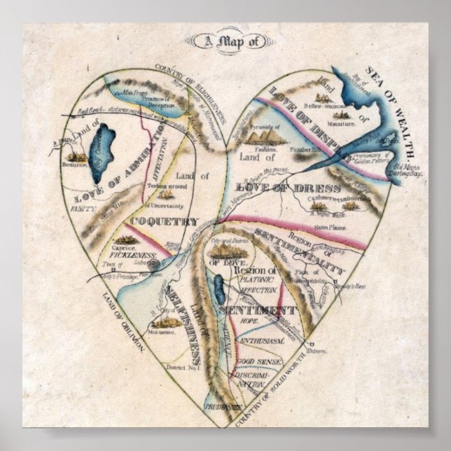 Póster Mapa de un corazón de mujeres (Frente)