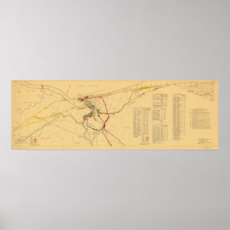 Póster Mapa de unificación de los ferrocarriles de Clevel