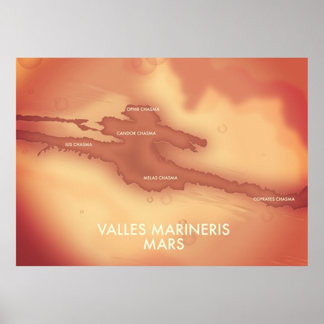 Póster Mapa de Valles marineris de Marte (Frente)