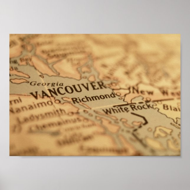 Póster Mapa de Vancouver (Frente)