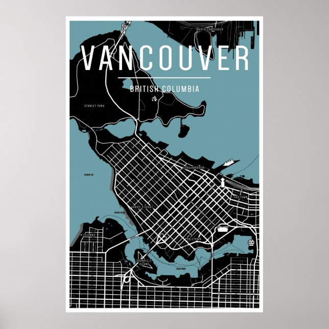 Póster Mapa de Vancouver (Frente)