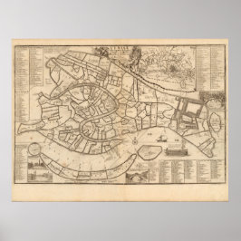 Póster Mapa de Venecia de Nicolas de Fer 1725
