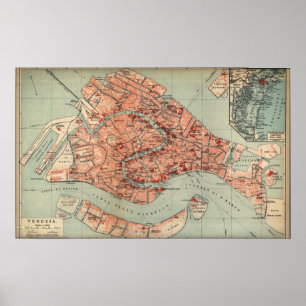 Póster Mapa de Venecia Italia (1920)