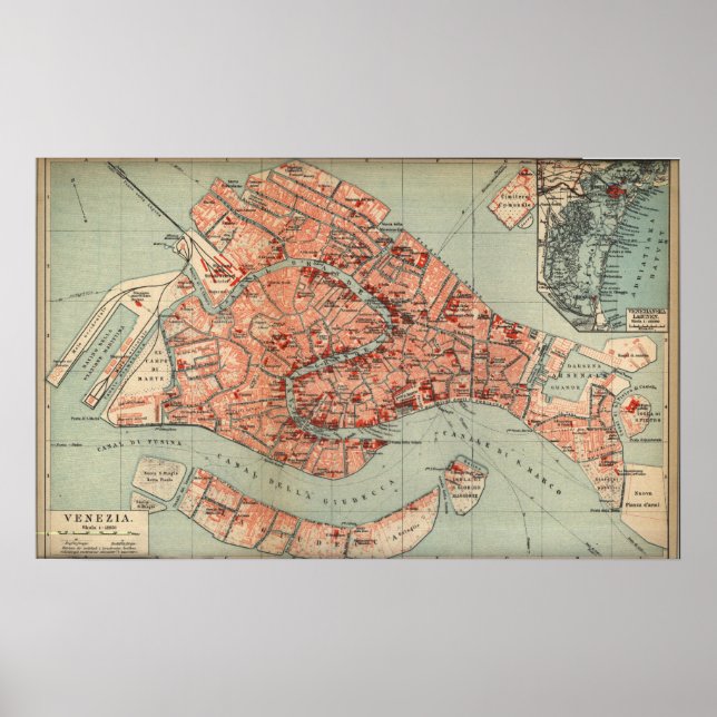 Póster Mapa de Venecia Italia (1920) (Frente)