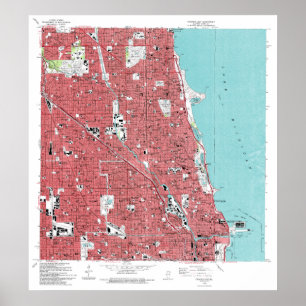 PÓSTER MAPA DE VENTAJA DE CHICAGO LOOP, ILLINOIS EN CANVA