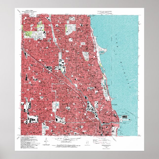PÓSTER MAPA DE VENTAJA DE CHICAGO LOOP, ILLINOIS EN CANVA (Frente)