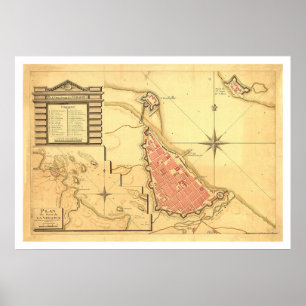 Póster Mapa de Veracruz, México, por G. de Bois 1798