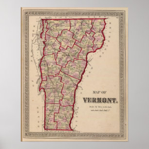 Póster Mapa de Vermont