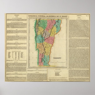 Póster Mapa De Vermont