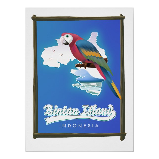 Póster mapa de viaje a la isla Bintan Indonesia (Anverso)