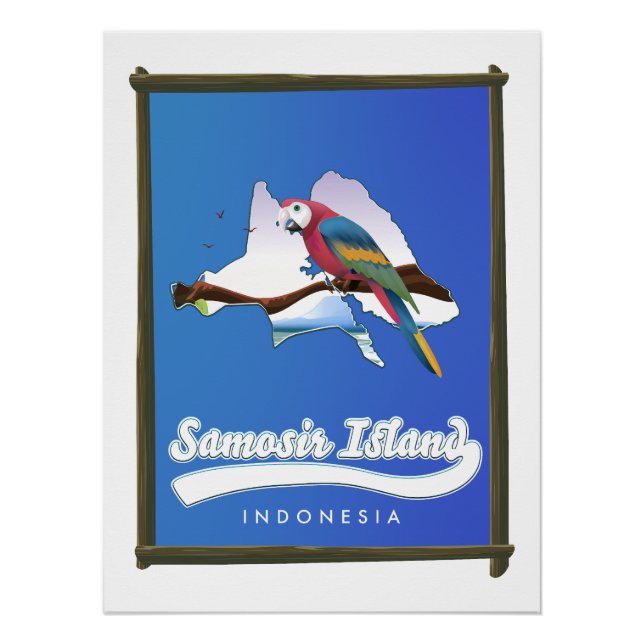 Póster Mapa de viaje a la isla de Samosir Indonesia (Anverso)