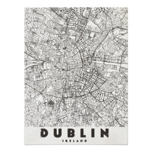 Póster Mapa de viaje antiguo de Dublín Irlanda