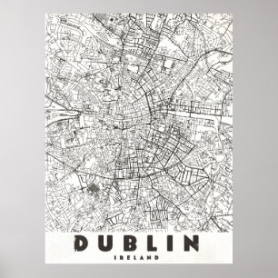 Póster Mapa de viaje antiguo de Dublín Irlanda