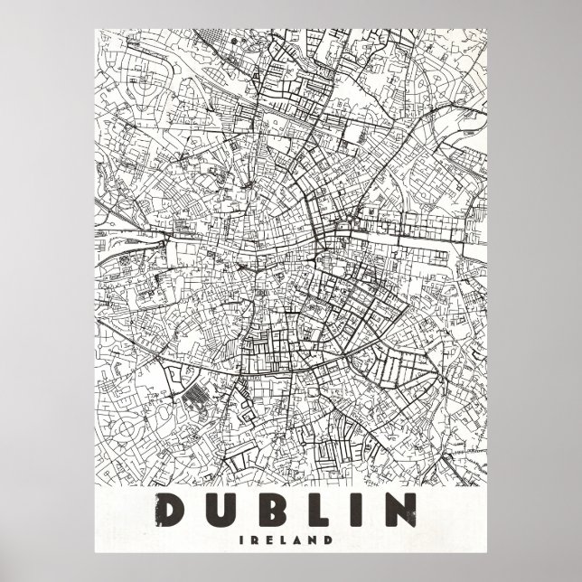 Póster Mapa de viaje antiguo de Dublín Irlanda (Frente)