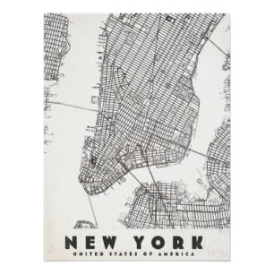 Póster Mapa de viaje antiguo de la ciudad de Nueva York