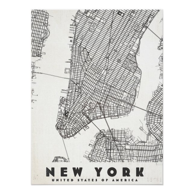 Póster Mapa de viaje antiguo de la ciudad de Nueva York (Anverso)