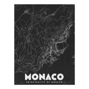 Póster Mapa de viaje antiguo de Mónaco