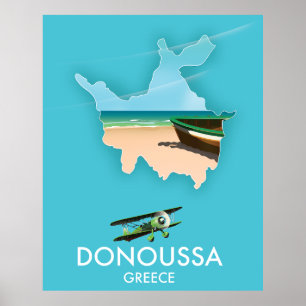 Póster Mapa de viaje de Donoussa Grecia