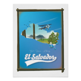 Póster Mapa de viaje de El Salvador