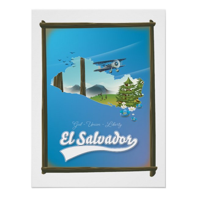 Póster Mapa de viaje de El Salvador (Anverso)