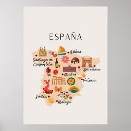 Póster mapa de viaje de España