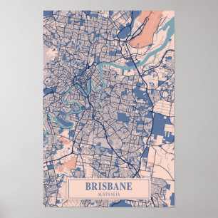 Póster Mapa de viaje de la ciudad ventosa de Brisbane Aus