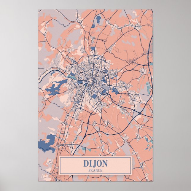 Póster Mapa de viaje de la ciudad ventosa de Dijon Franci (Frente)