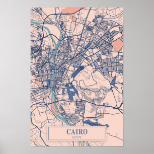 Póster Mapa de viaje de la ciudad ventosa de El Cairo Egi