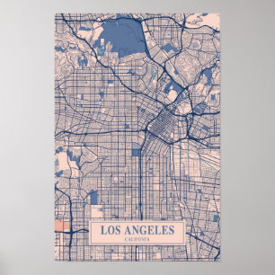 Póster Mapa de viaje de la ciudad ventosa de Los Ángeles 