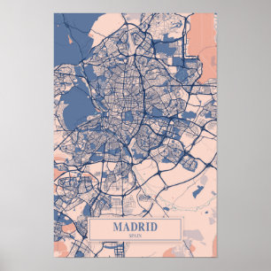 Póster Mapa de viaje de la ciudad ventosa de Madrid Españ
