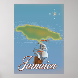 Póster Mapa de viaje de la isla jamaicana