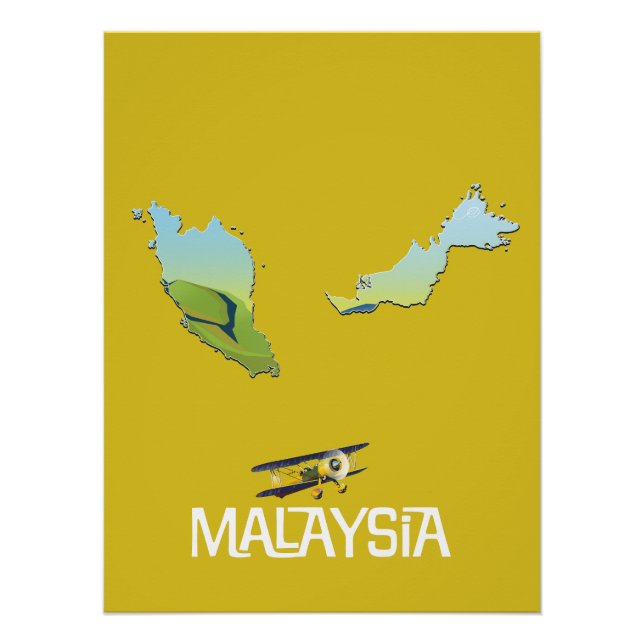 Póster Mapa de viaje de Malasia (Anverso)