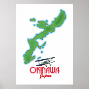 Póster Mapa de viaje de Okinawa Japón