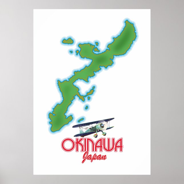 Póster Mapa de viaje de Okinawa Japón (Frente)
