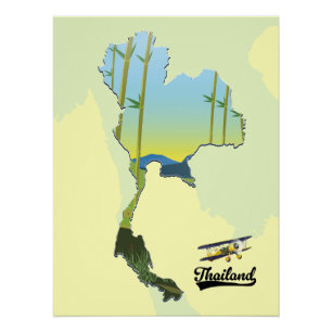 Póster Mapa de viaje de Tailandia