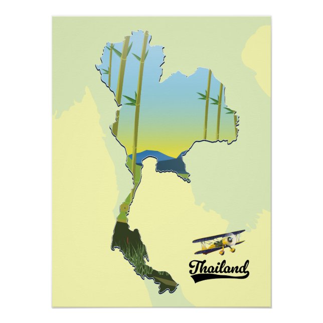 Póster Mapa de viaje de Tailandia (Anverso)