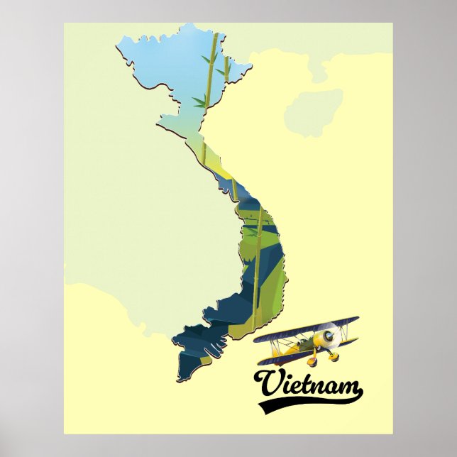 Póster Mapa de viaje de Vietnam (Frente)