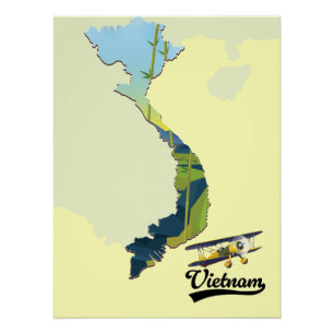 Póster Mapa de viaje de Vietnam